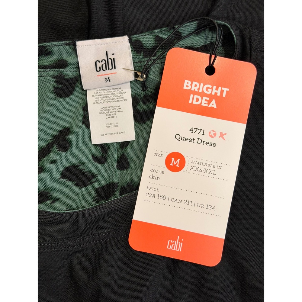 Cabi Teal Black Dress Medium Reversible Leopard Ruched Mesh Sheath Animal Print - Picture 3 of 7